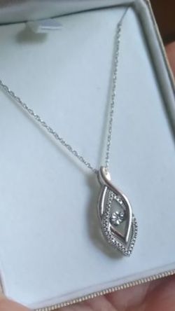 925 sterling silver dancing motion diamond pendant necklace