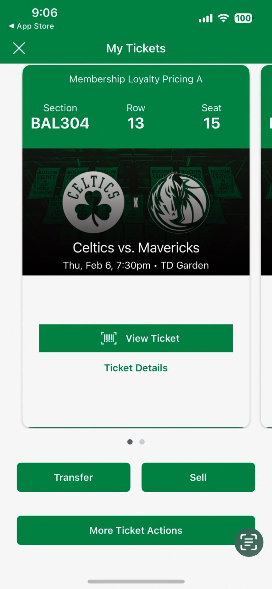 Two NBA Tickets To Dallas@Boston