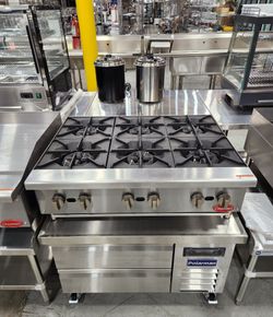 🍳MUST-HAVE! Flamaster FLM-HP36-M 36′′ NG/LPG Gas Hot Plate with Six Burners, 150,000 BTU
