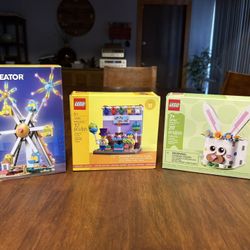 LEGO Set Bundle: Ferris Wheel with Fireworks, Birthday Diorama, and Easter Bunny 