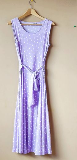Nina Leonard Baby Purple Sleeveless Dress Belt Women's Size S Small 