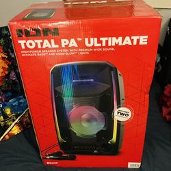 ION Total PA Ultimate 650W Bluetooth Speaker System | Party PA | 2 Mics + LED Lights | FM Radio