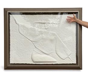 ⭕️ HUGE David Fisher Cast Paper Relief “Veronique” – Signed, Framed, Statement Piece