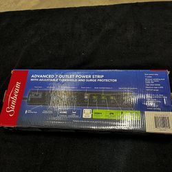 Sunbeam 7 Outlet Wall Mount Power Strip, Adjustable Threshold - (New 2/Box)