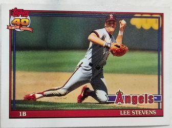 1991 Topps Lee Stevens Angels Baseball Card # 648 Unc