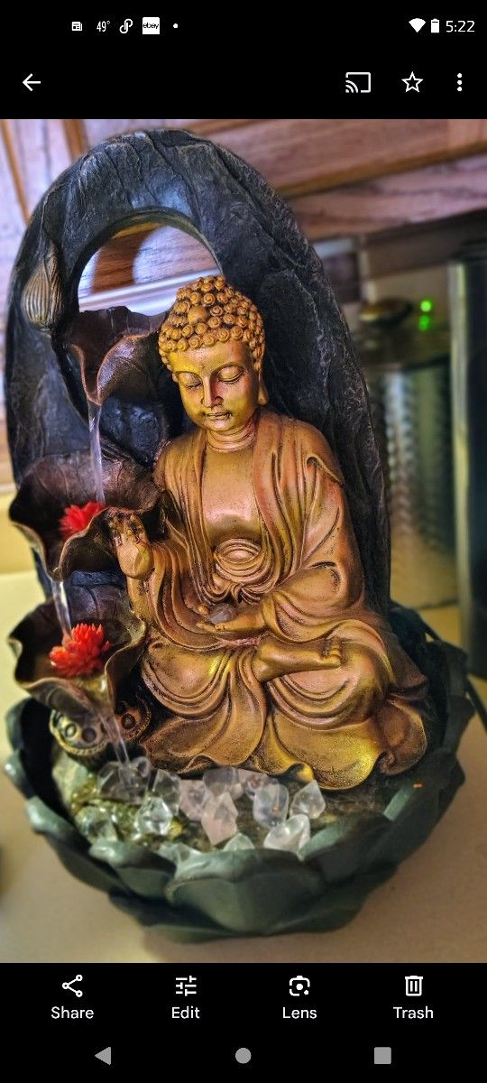 Buddha Decoration, LED Tabletop Fountain,/Desktop Fountain, &Flowing Water, NWOT