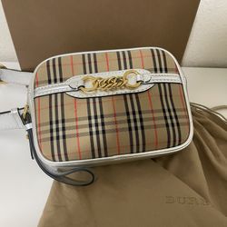 Burberry Belt Bag Silver Beige Gold 1983 Check Link Canvas Leather BURBERRY 2way Clutch Second Waist Pouch Body 