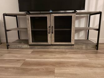 Industrial Farmhouse TV Stand with Cabinet