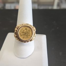 14k Solid Gold Coin Rings 11.6 Grams Size 10 If You Interested Please Ask Maribel Thank You 