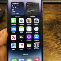 Iphone 14 Pro 128gb Black AT&T locked, paid off and clean imei. Battery is 80%. There is some scratch on the front but does not cracked, has a crack o