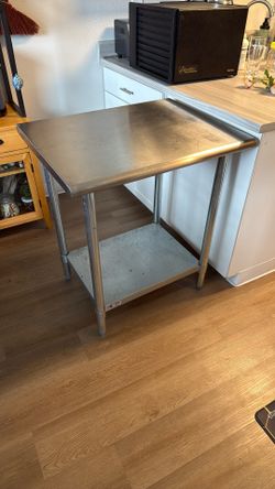 Square Stainless Steel Table with Shelf
