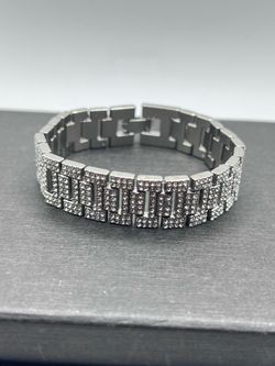 Iced Out Silver plated Rhinestone Bracelet