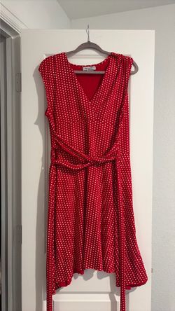 Red Polka Dot Sleeveless Wrap Dress