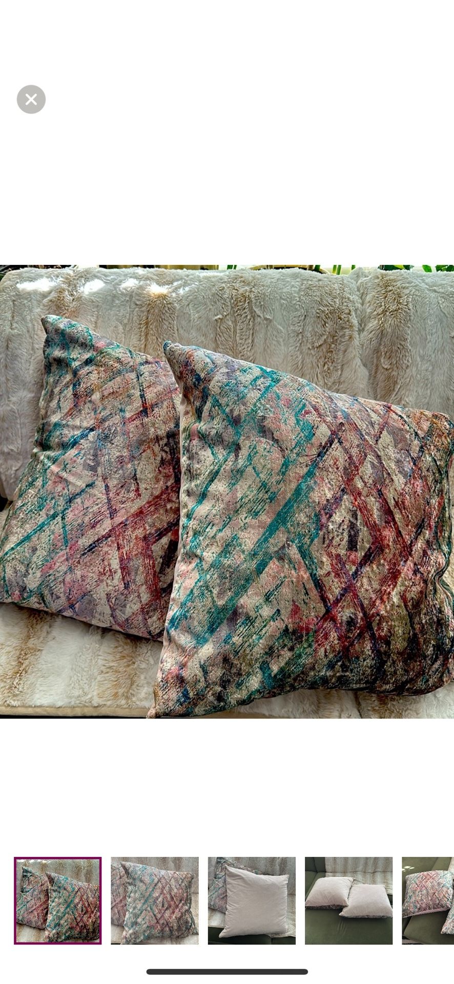 Set of two 16 x 16 throw pillows pink and multicolor