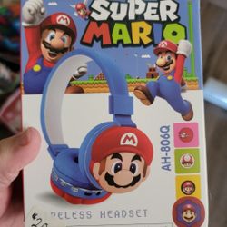 Super Mario Brothers Bluetooth Blue Headsets Brand New