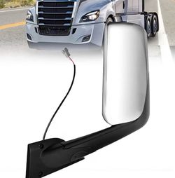 2018-2024 Freightliner Cascadia Door Mirror Assembly with Chrome Back Cover Heated Defrost Motorized Left Driver Side LH