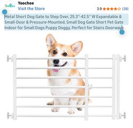 White Metal Short Pressure Dog Gate