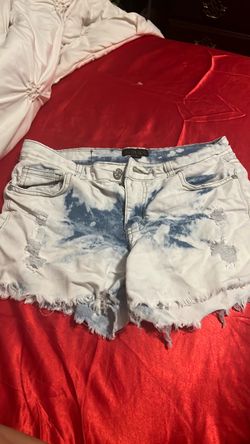 Acid Wash Distressed Denim Cutoff Shorts