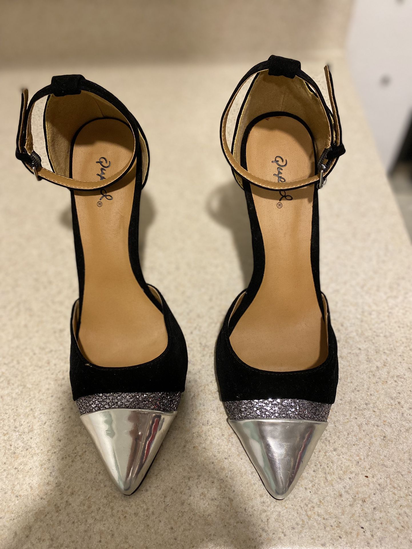 Black And Silver High Heels