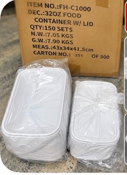 150 Sets 32oz 4-Compartment Take-Out Food Containers with Lids - Full Carton