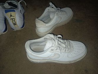 Nike AIR FORCE 1s,  size 10.5, White,  soft suede like feel.
