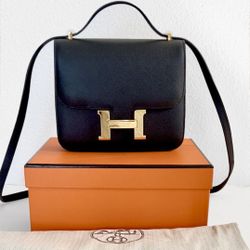 New Constance 18 Bag | Black Epson Leather + Gold Hardware Iconic Shoulder Bag