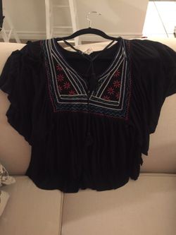 Black blouse with design in front