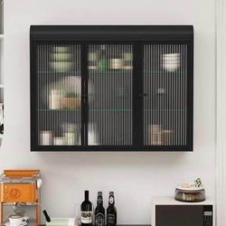 Assembled New Fluted Glass Wall Cabinet Medicine Cabinet Bathroom Over The Toilet Storage