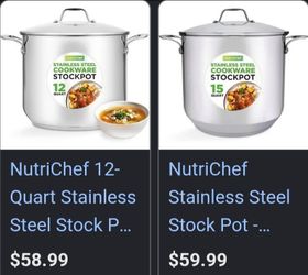 Nutrichef 15qt and 12qt stainless steel stockpot