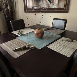 Modern Dining Table Set with 4 Chairs – 56” Square