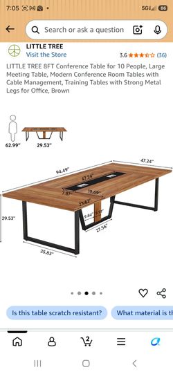 94.5" Large Conference Table For 8-10 People, Modern Office Meeting Table With Cable Management, Heavy-Duty Metal Legs, Training & Boardroom Furniture