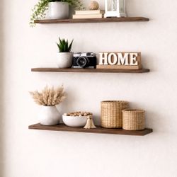 Three Home Wood Shelves Handcrafted Real Wood