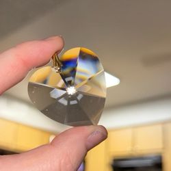 Antique Faceted Glass Heart Pendant