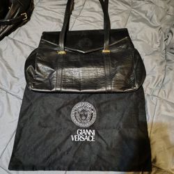 Vintage Gianni Versace Black Leather Bag With Dust Bag