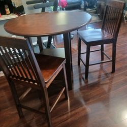 ROUND DROPLEAF TABLE $ 2 CHAIRS