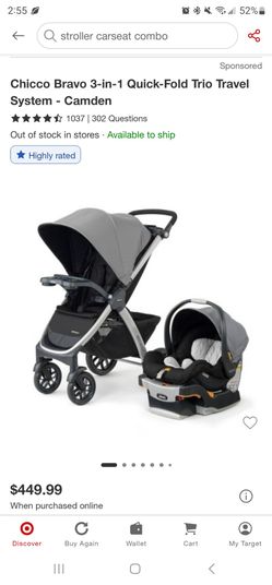 Used Chicco Bravo 3 in 1 quick fold trio - Camden
