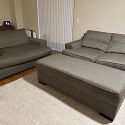 Gray Lounge Sofa Set w/ Ottoman