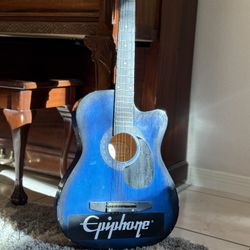 Crescent Acoustic Guitar – Stylish Blue Finish – Great for Beginners!