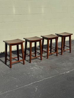 Solid Wood Saddle Bar Stools