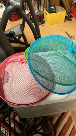 Set of three outdoor metal food covers