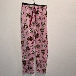 Pink Fleece Christmas Print Pajama Pants