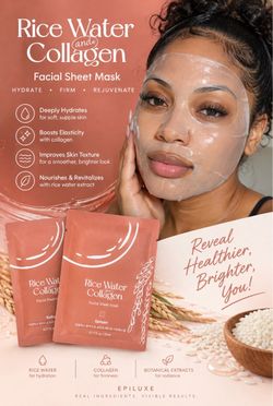 Epiluxe Rice Water & Collagen Facial Sheet Mask