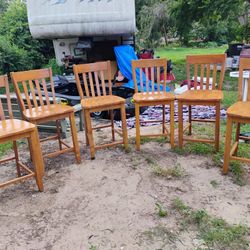 Six Solid Wood Bar Stools $50 For All Delivery Available