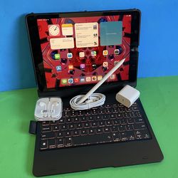 Apple IPad 9th Generation (10.2” Retina /Touch ID /IOS 26/ 2021 Model) 64GB with Pen, Keyboard  & Accessories