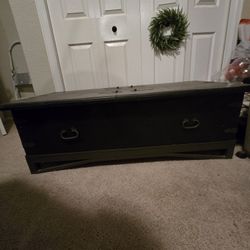 Solid Wood Antiqued Rectangular Coffee Table Approx 60 Inches In Length.