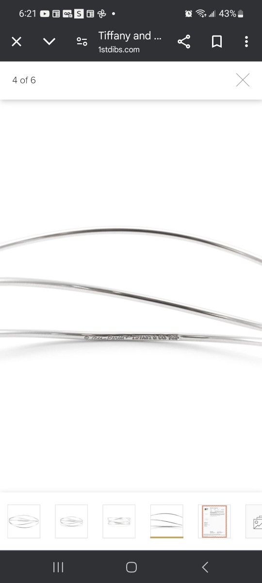 Tiffany & Co. Elsa Peretti 925 Sterling Silver Three Row Wire Bangle Bracelet