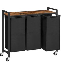 Laundry Sorter 3 Section, Laundry Hamper with Wheels, 3 × 11.5 Gal (43.5 L), Rolling Laundry Basket, Pull-Out and Removable Oxford Fabric Laundry Bags
