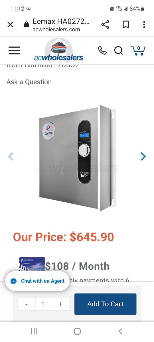 Eemax HA027240 240V Electric Tankless Water Heater, 27 KW New Open