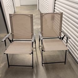 Sling Patio Dining Folding Chair - 2 PCS Tan