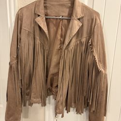 Women’s Western Faux Suede Cropped Fringe Jacket 
